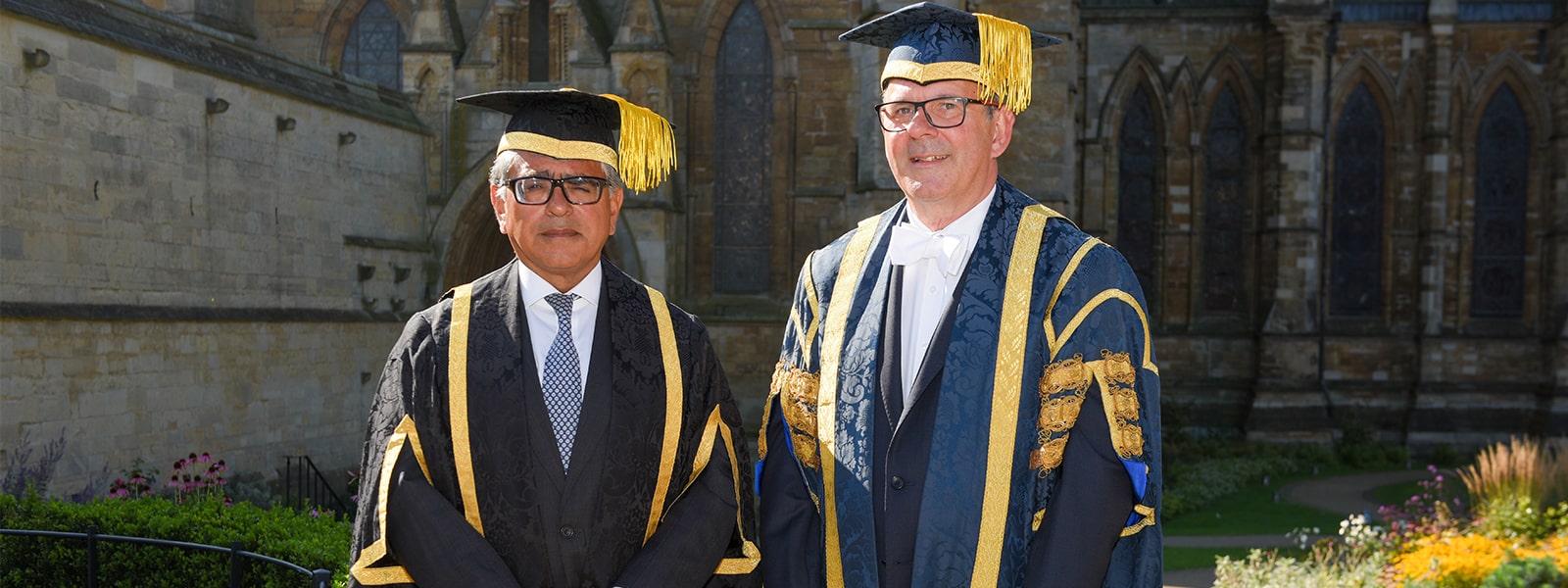 Photo of Chancellor Lord Kakkar with Vice Chancellor Professor Neal Juster
