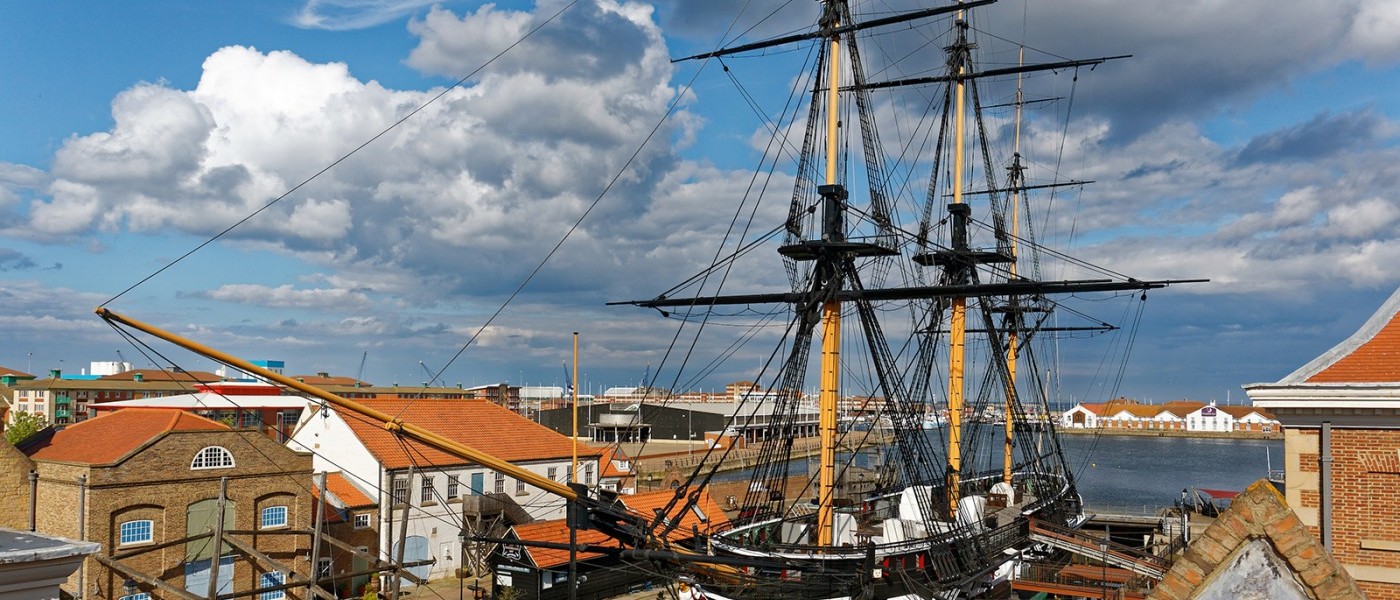 The HMS Trincomalee in port