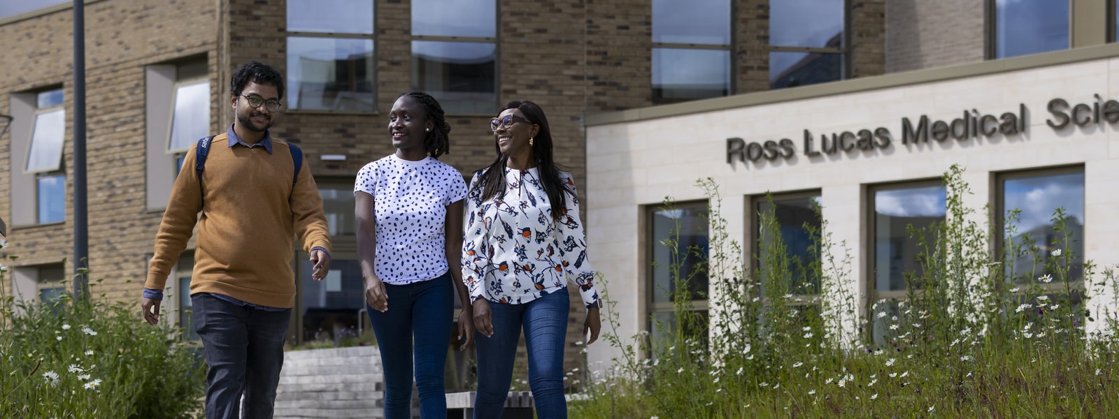 Students chatting outside of the Ross Lucas Medical Sciences Building