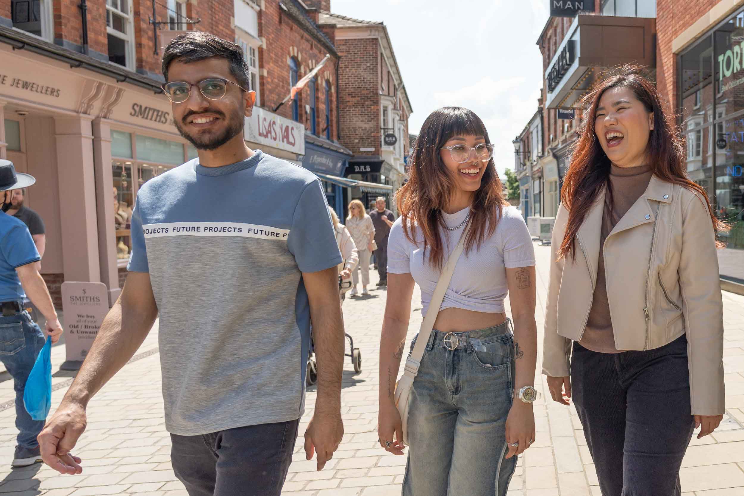 Three students in town