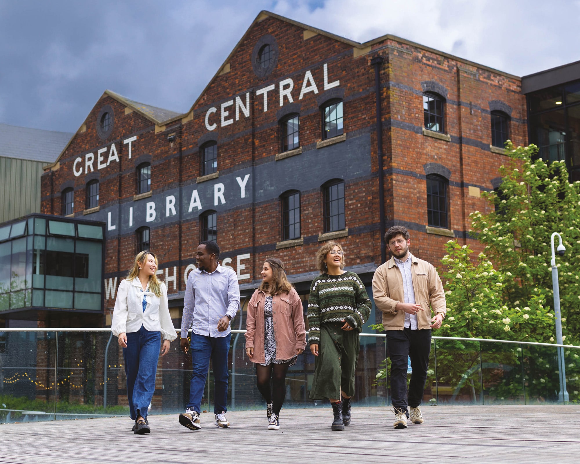 Students walking outside Great Central Library