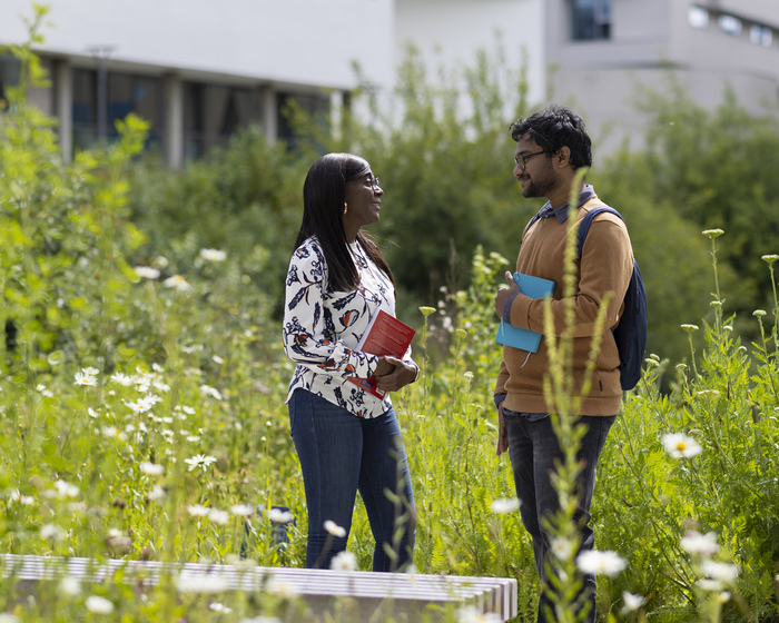Students chatting on campus