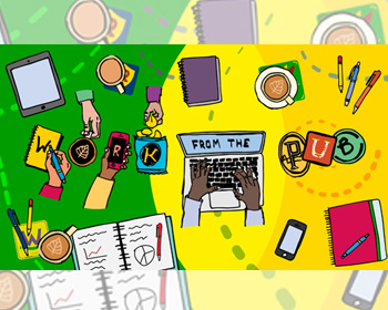 Cartoon Image of Work From The Pub