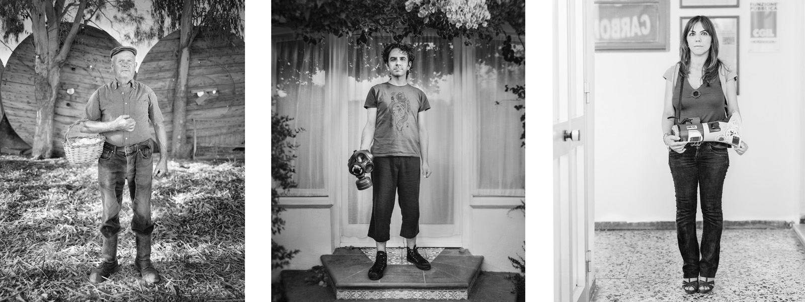 Three portraits in black and white