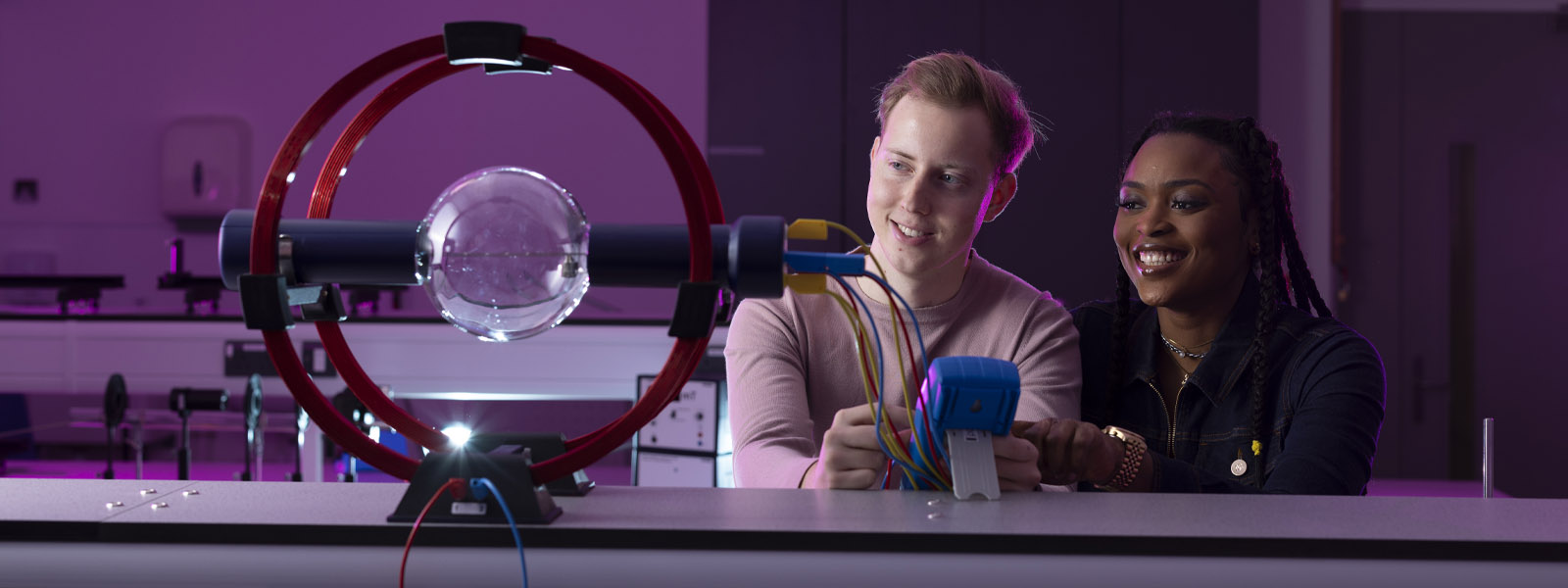Two students working in science lab